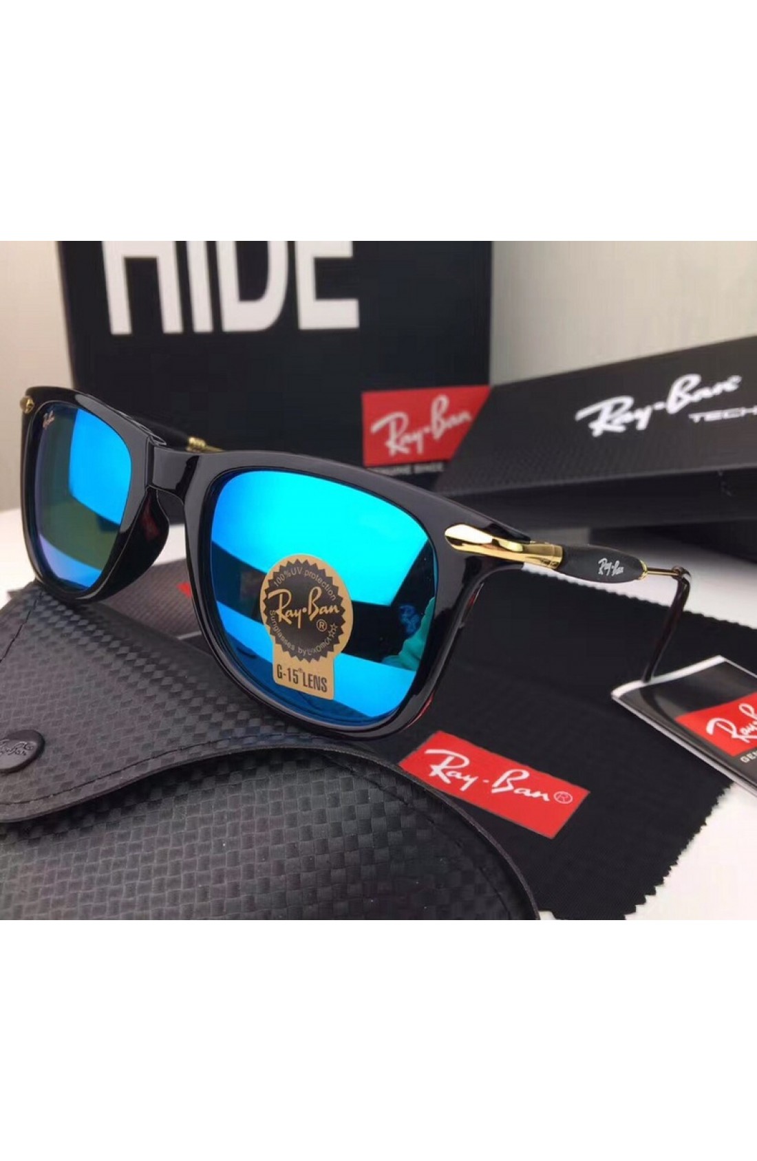 ray ban with blue lenses