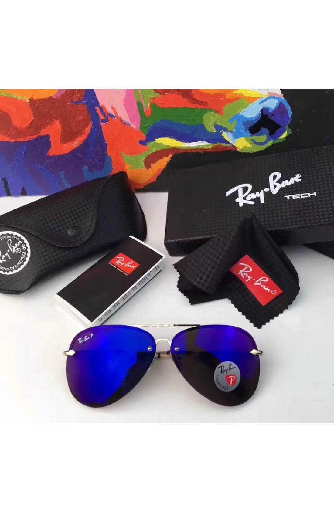 Wholesale Ray Ban Rb3515 Men S Women S Rimless Polarized Sunglasses Deep Blue