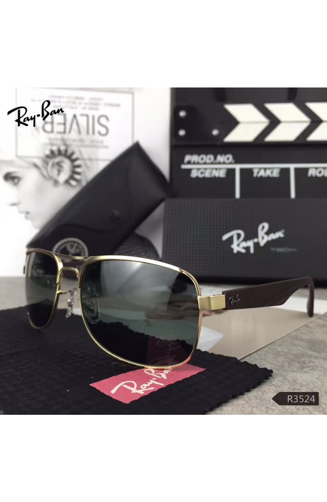 ray ban sunglasses black and gold
